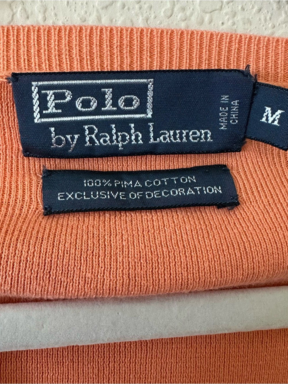 Polo Ralph Lauren Women’s V-Neck Preppy Old Money Sweater in Coral Peach M - Picture 4 of 4